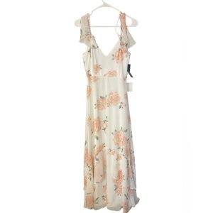 NWT Lulus Ivory Floral Print Maxi Dress Size Small- Bridal Shower